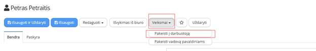 Darbuotojo duomenu valdymas | VECTICUM